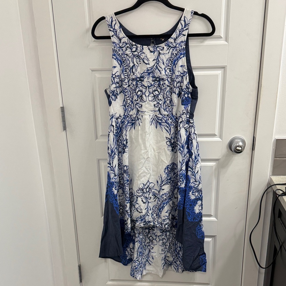 Free People Russian Plate Dress Hi-Low Hem Blue Lace Backβ Anthropologie size S